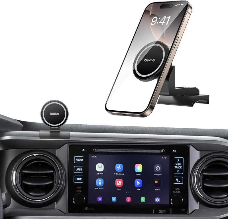 iGoevo 360° Rotating Magnetic Phone Mount for Toyota Tacoma 2016-2023 Dashboard - Secure Hold | Dashboard Phone Holder, Tacoma Phone Mount, Magnetic Car Mount, Toyota Tacoma Accessories - Image 1